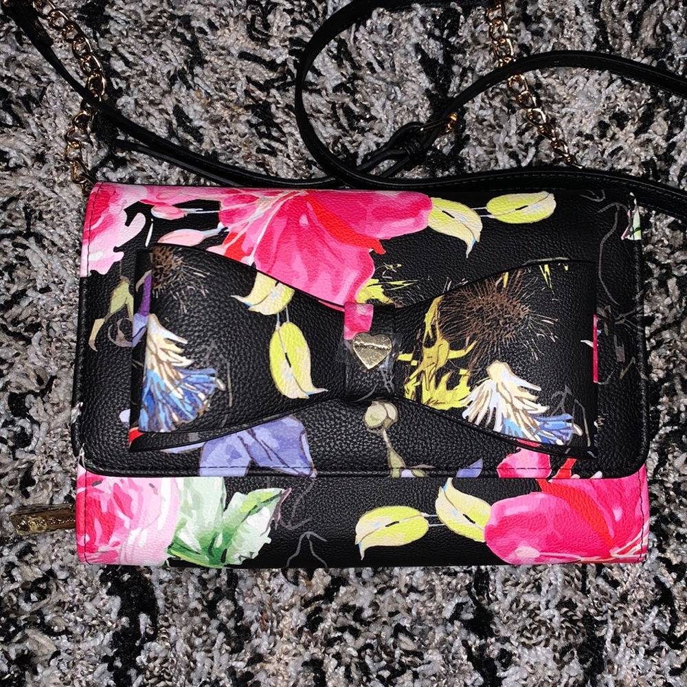 Betsey Johnson Floral Bow Crossbody Bag